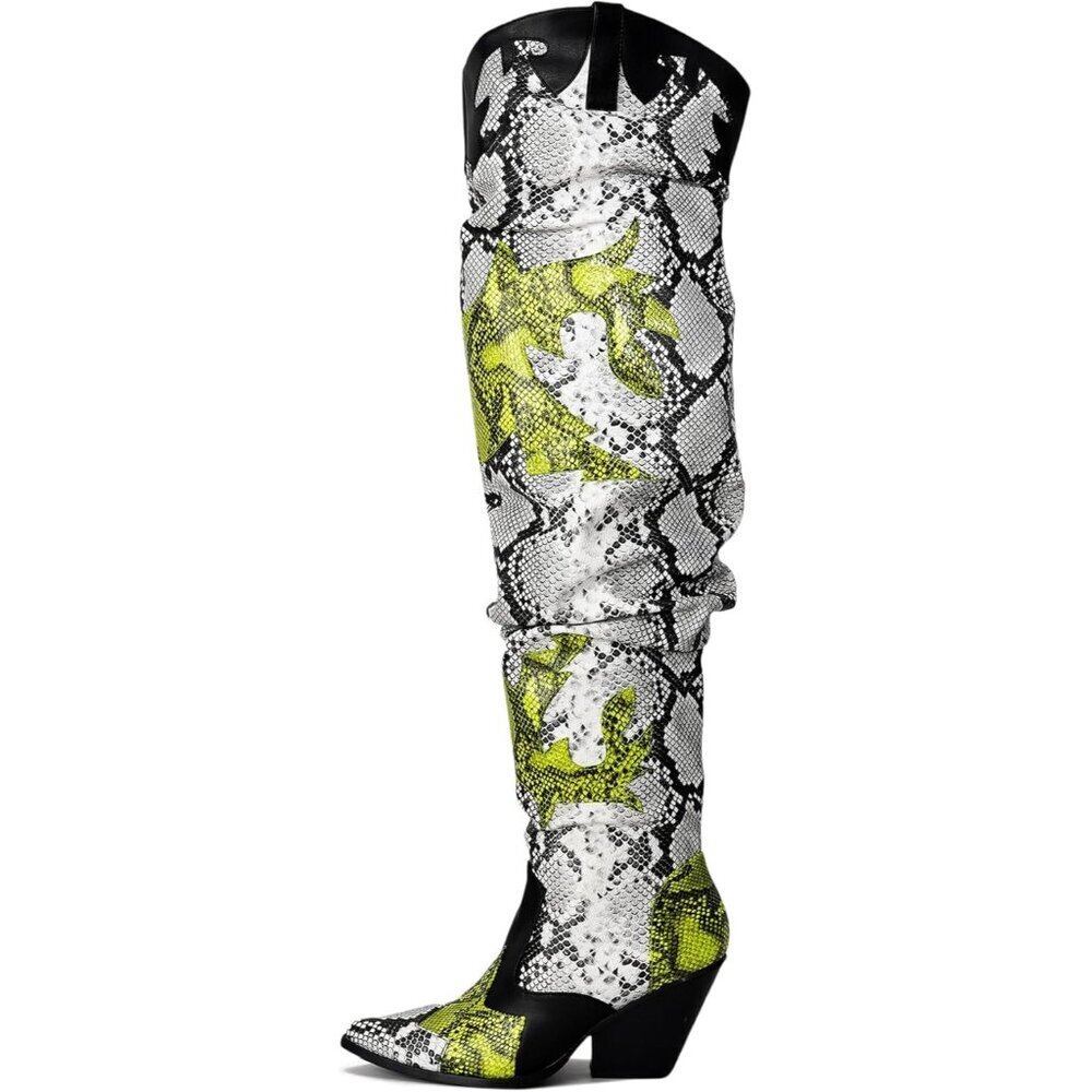 Cape Robbin Women's Black Polyurethane Thigh High Block Heel Cowboy Western Boot